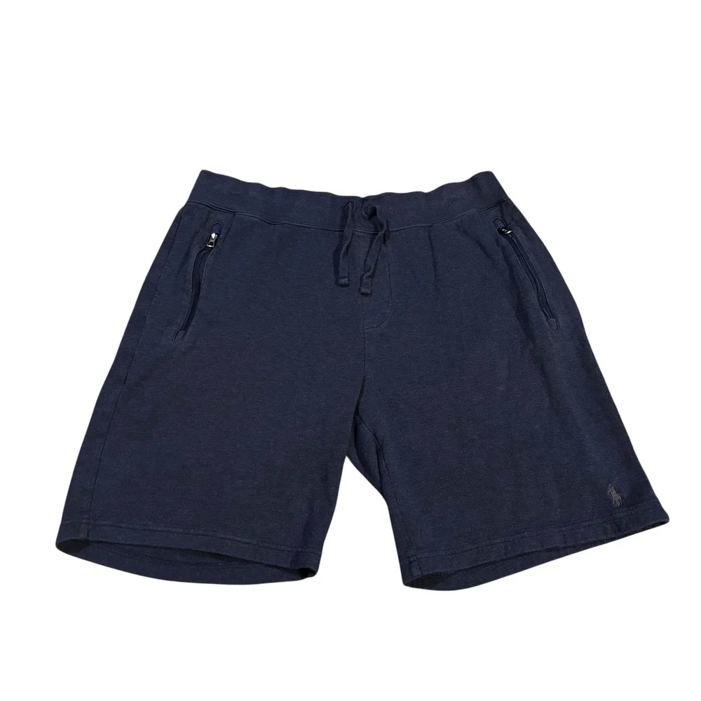 Polo Ralph‎ Lauren Mens Blue Sweat Shorts with Zipper Pockets